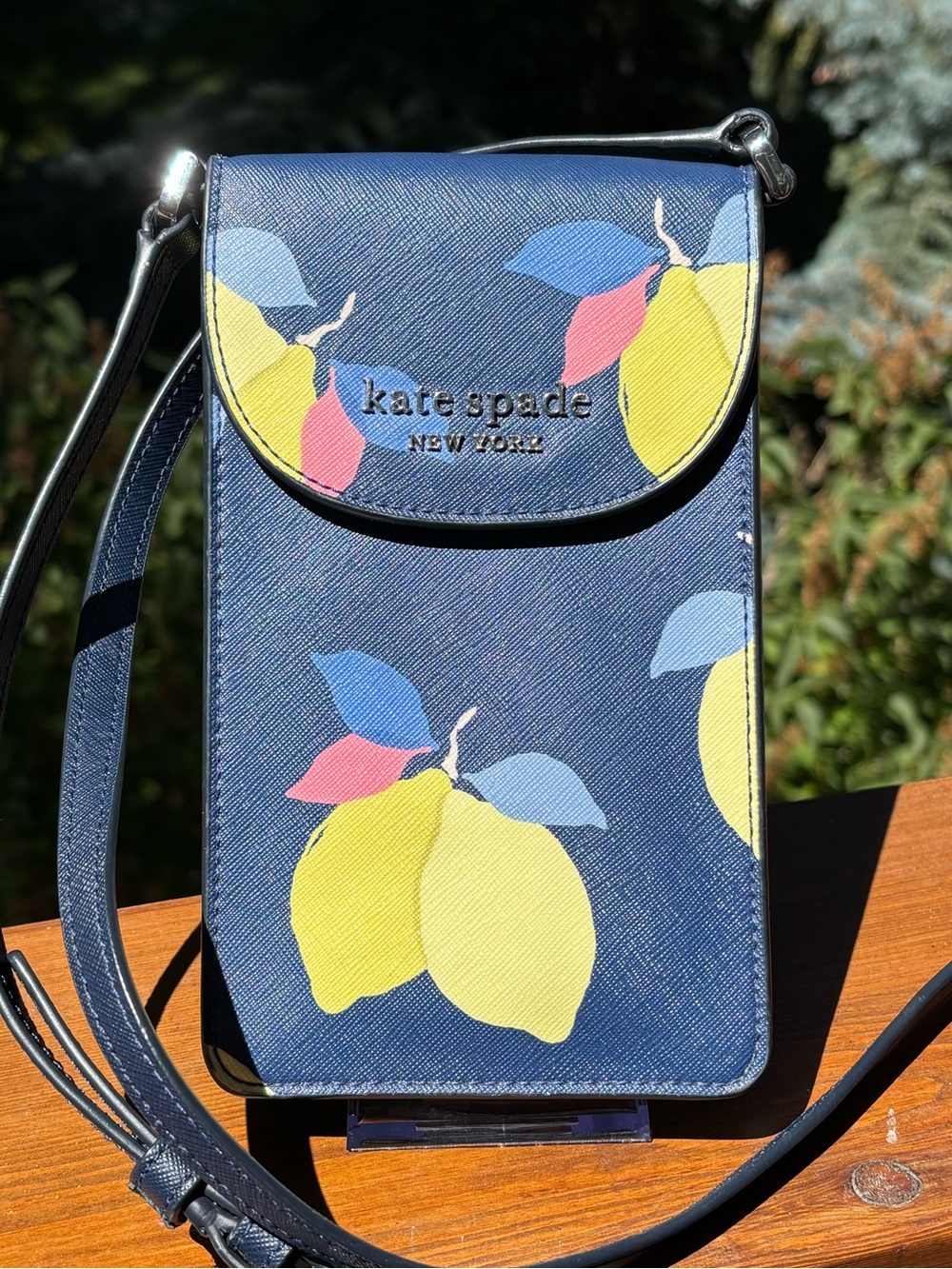 kate spade Navy Lemon print crossbody phone bag
